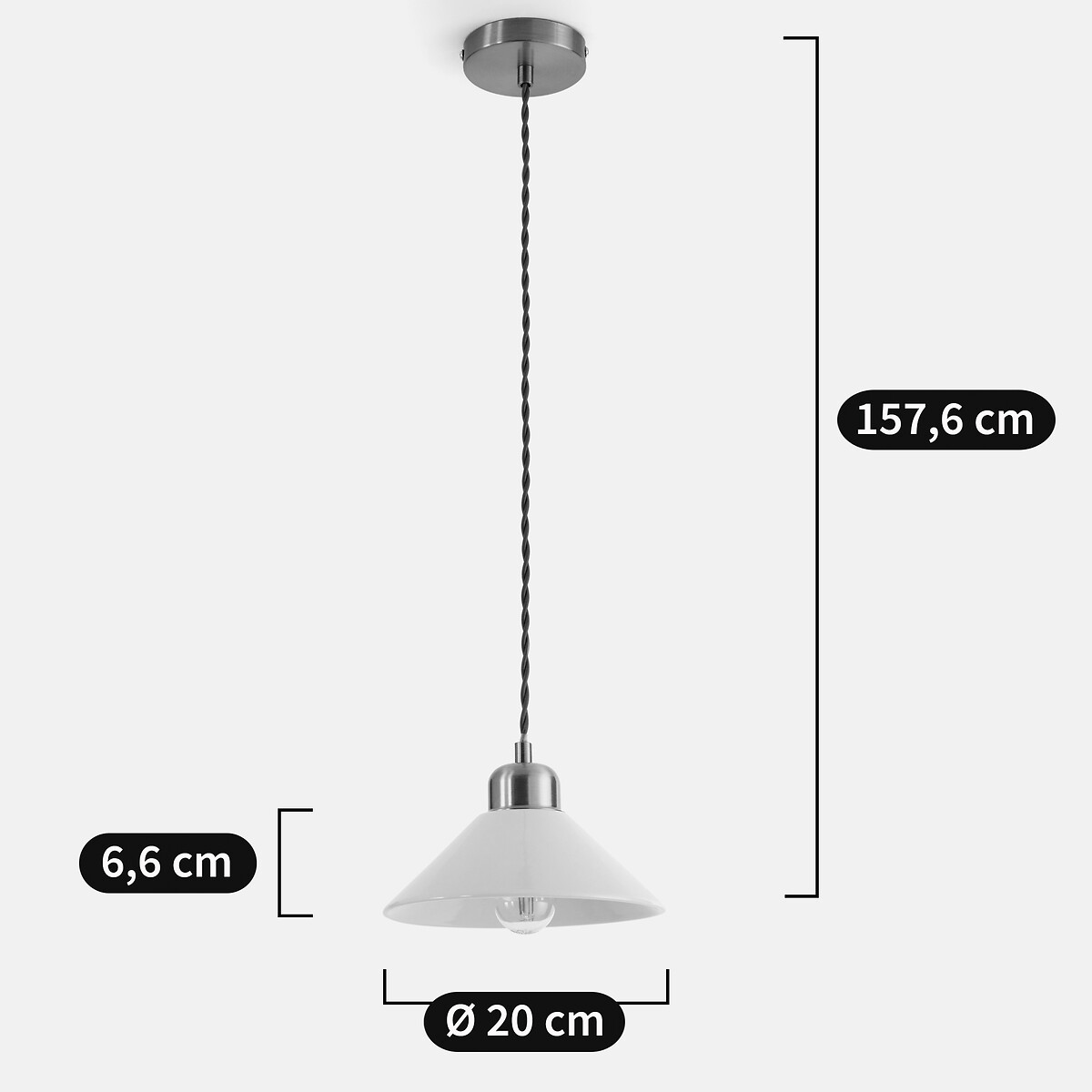 Candeeiro de teto em cerâmica, Ø20 cm, Nilana cru, LA REDOUTE INTERIEURS