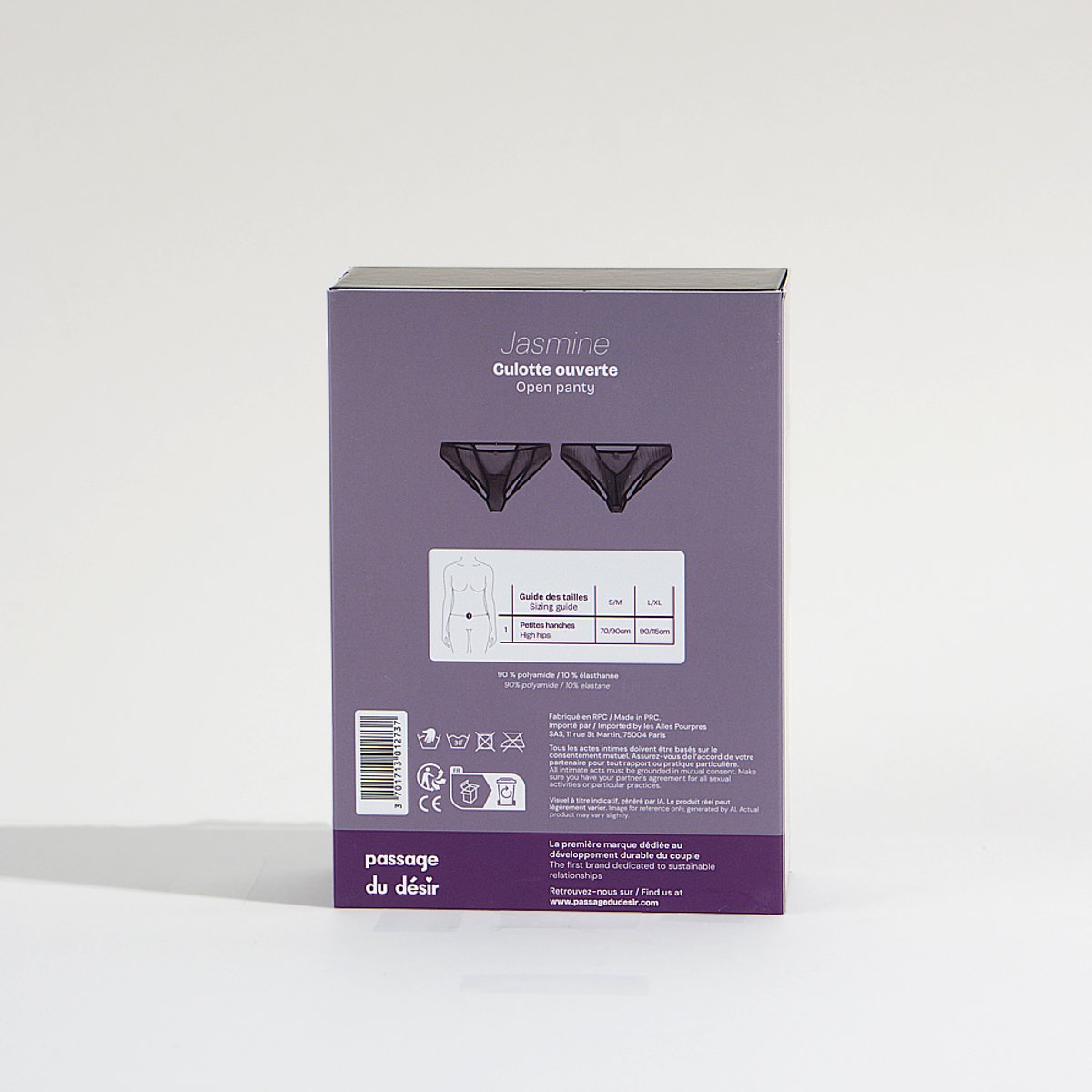 Culotte ouverte Jasmine noir, PASSAGE DU DESIR LINGERIE