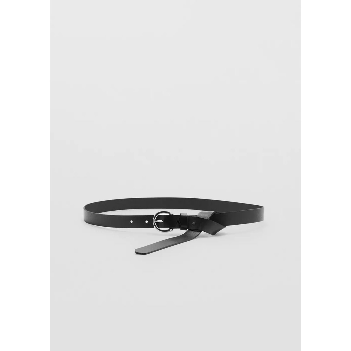 Ceinture cuir boucle ovale noir, MANGO
