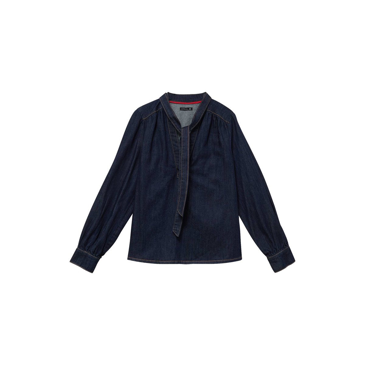 Blouse col v manches longues denim brut, BREAL