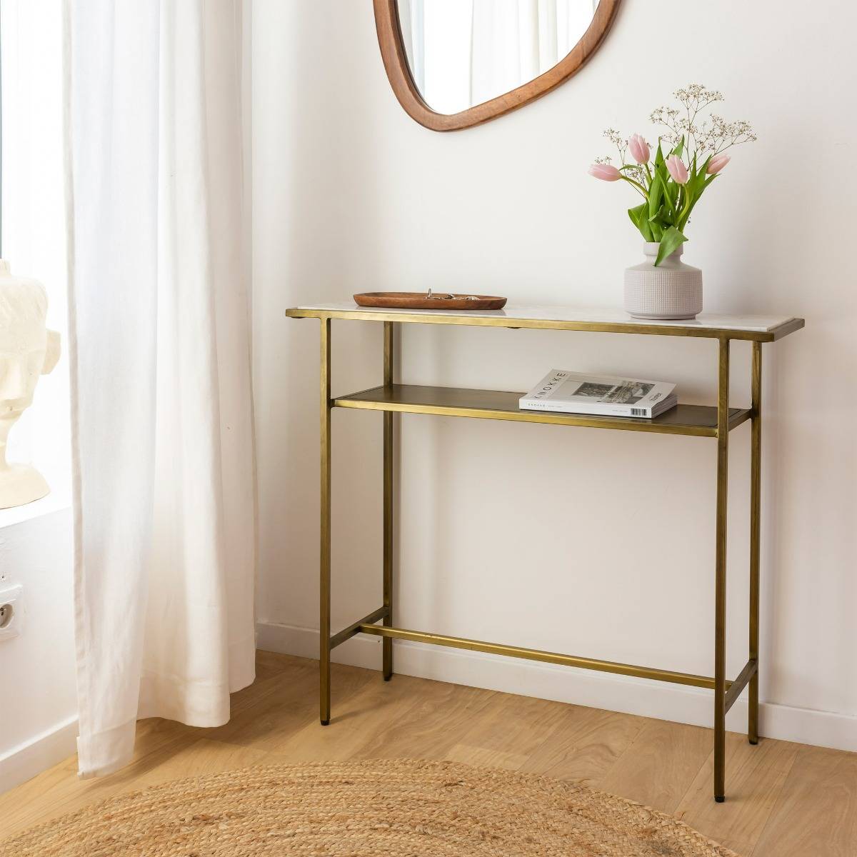 Console en métal rectangle TIMÉO jaune, MADE IN MEUBLES