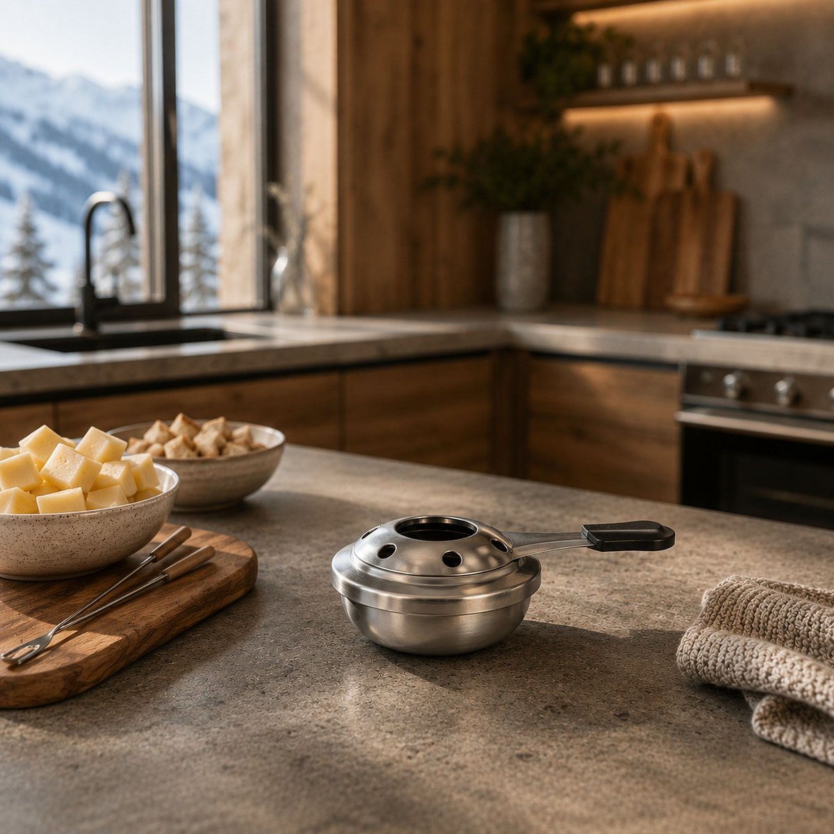 Brûleur à fondue 14,5 cm en acier inoxydable inox, MENASTYL