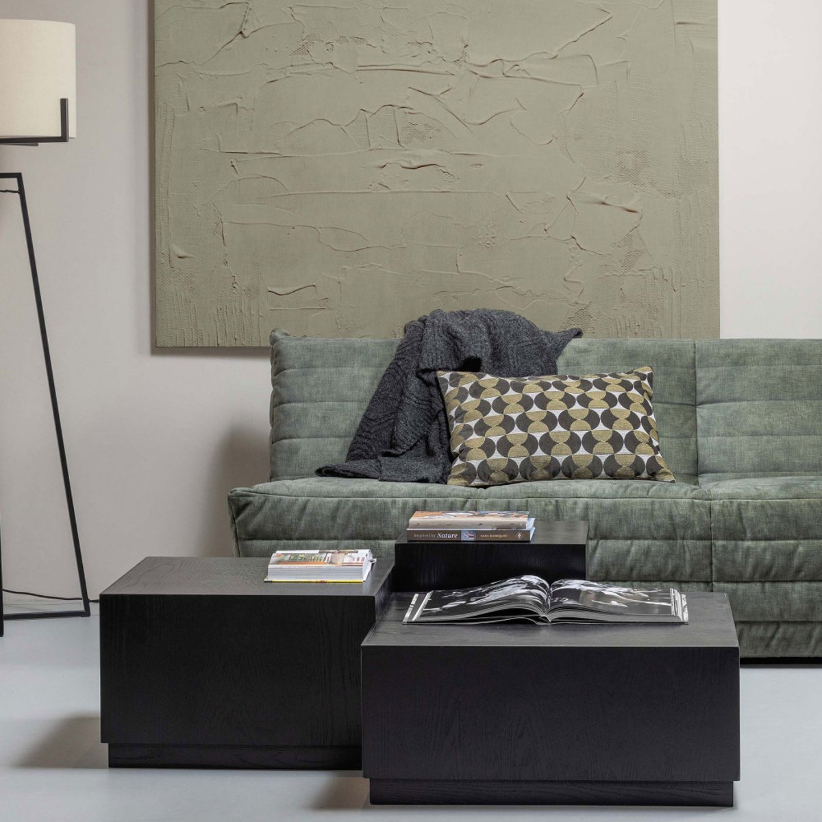 Lot de 3 tables basses en bois- PIM noir, WOOOD