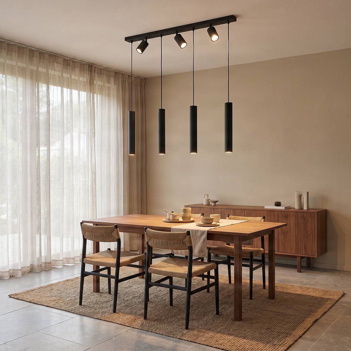 Suspension en métal moderne, Sanad noir sable, LINDBY