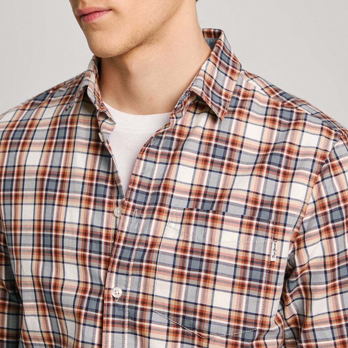 Chemise Coupe Regular À Carreaux orange rouille, PEPE JEANS