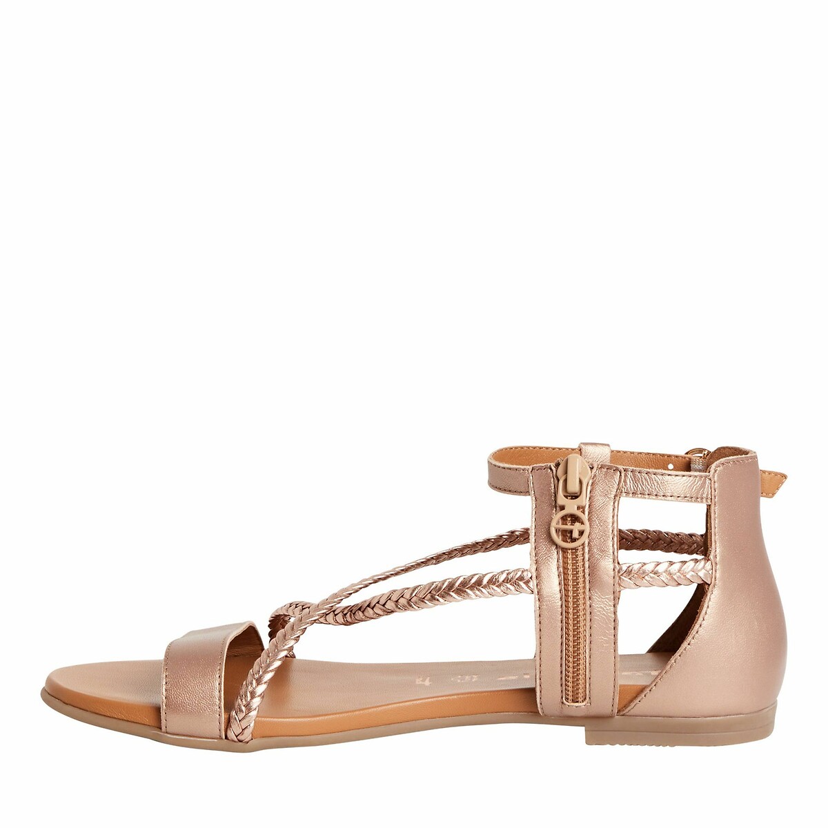 Leather Flat Heel Sandals copper-coloured, TAMARIS