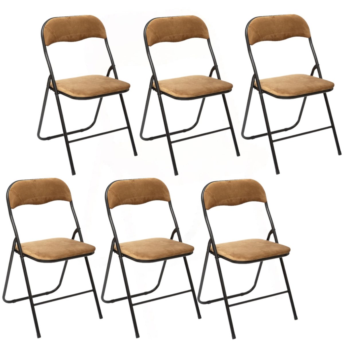 Lot de 6 chaises pliantes effet velours or, TOILINUX