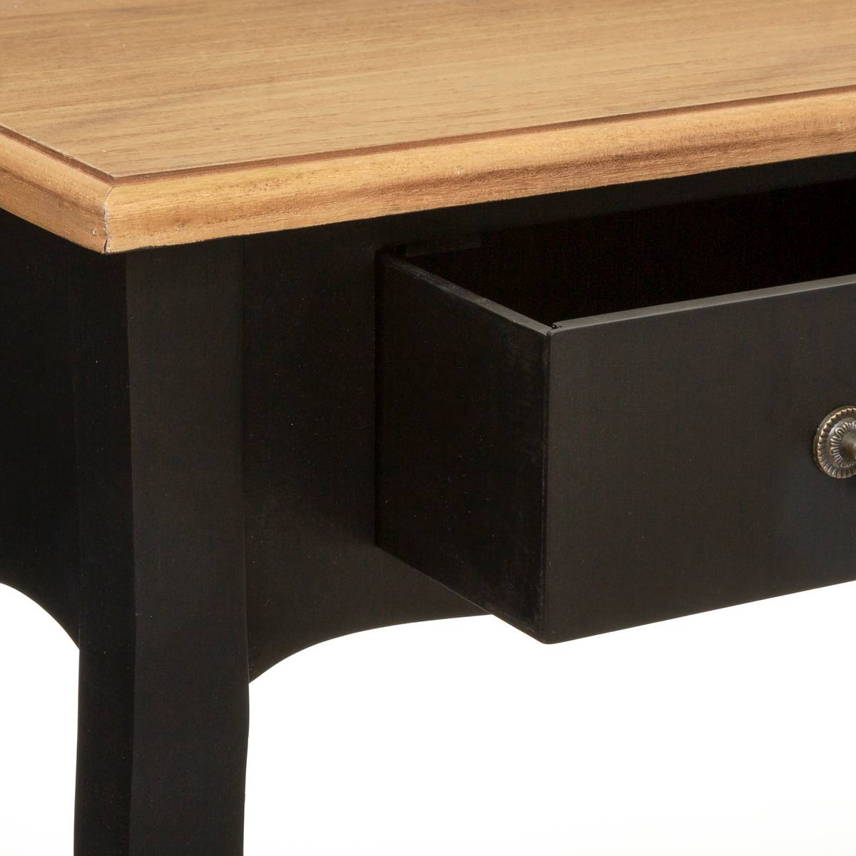 Console 2 tiroirs style baroque CHRYSA noir, ATMOSPHERA