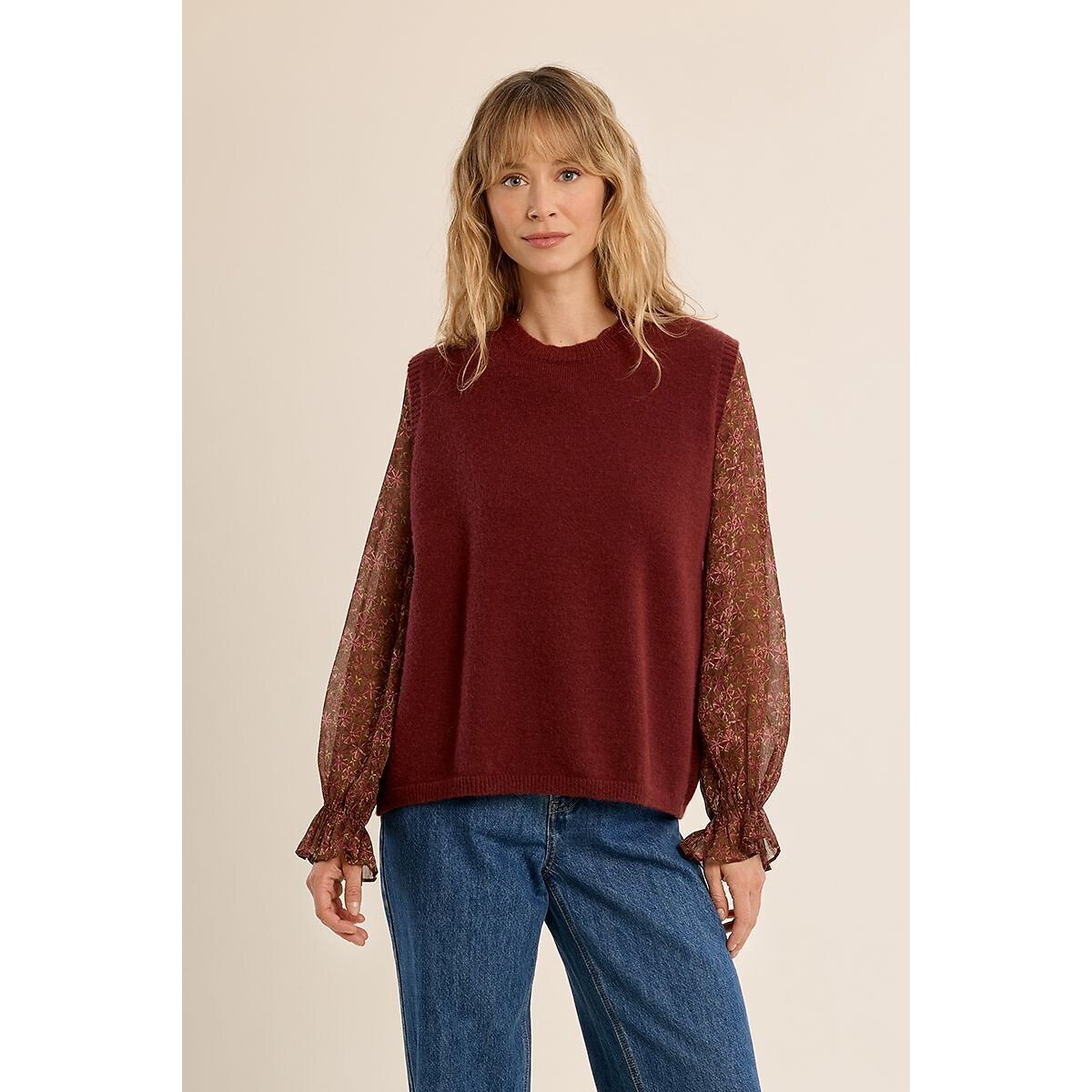 Pull sans manches col rond bordeaux, MOLLY BRACKEN