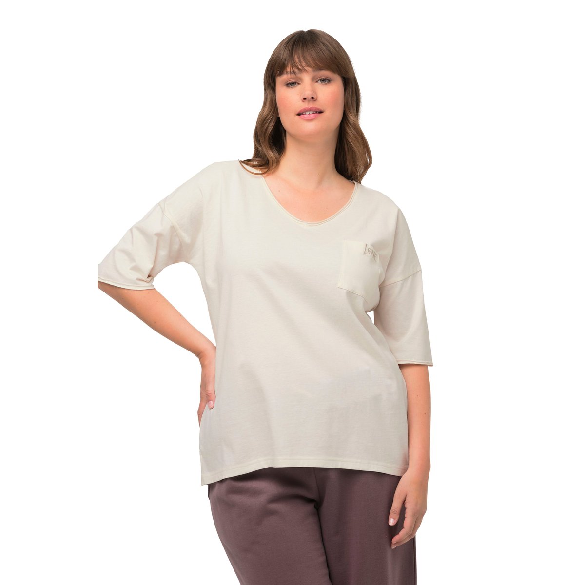 T-shirt d'intérieur oversize à col rond et craie, ULLA POPKEN
