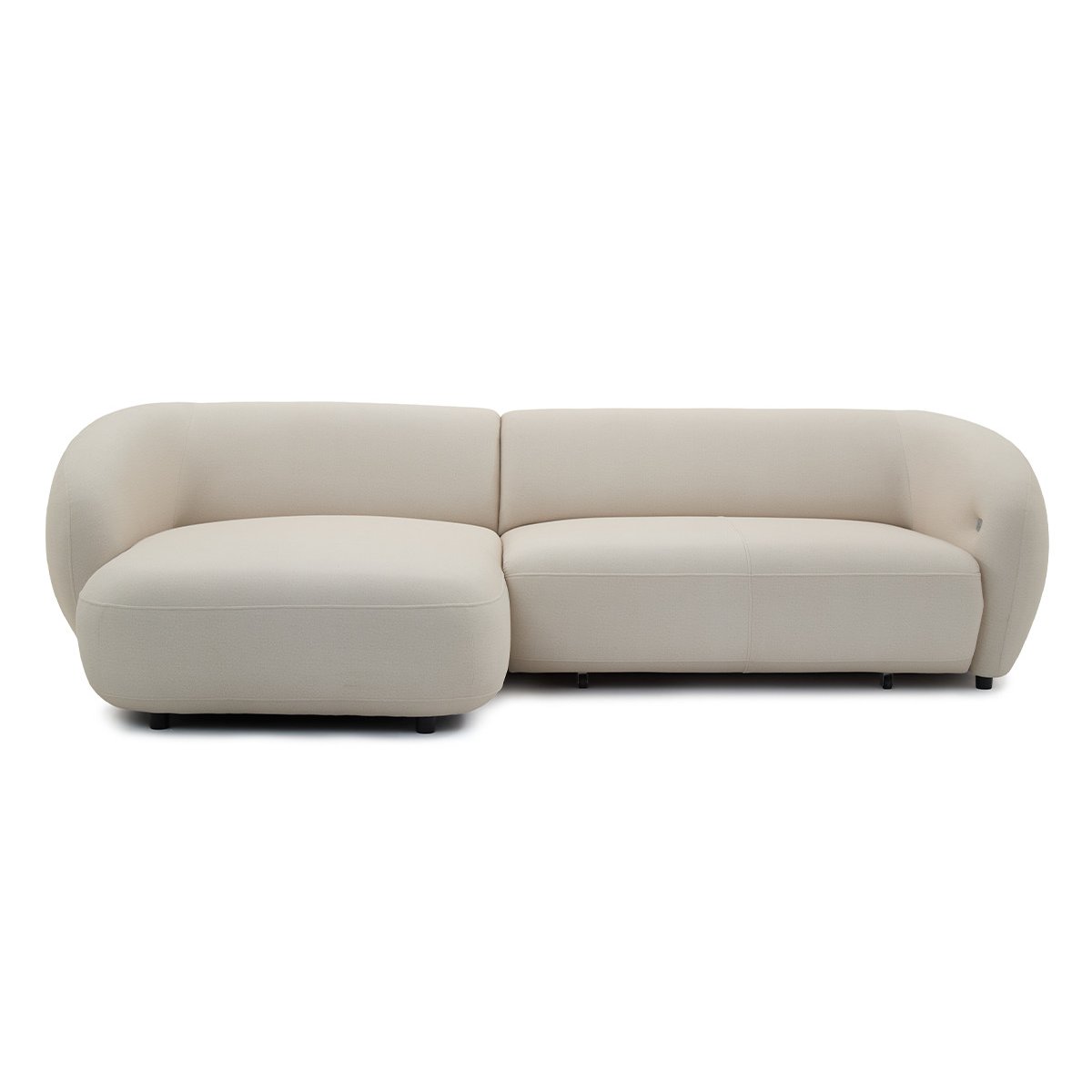 Canapé d'angle convertible 4 places en tissu lisse, HALO beige, BOBOCHIC