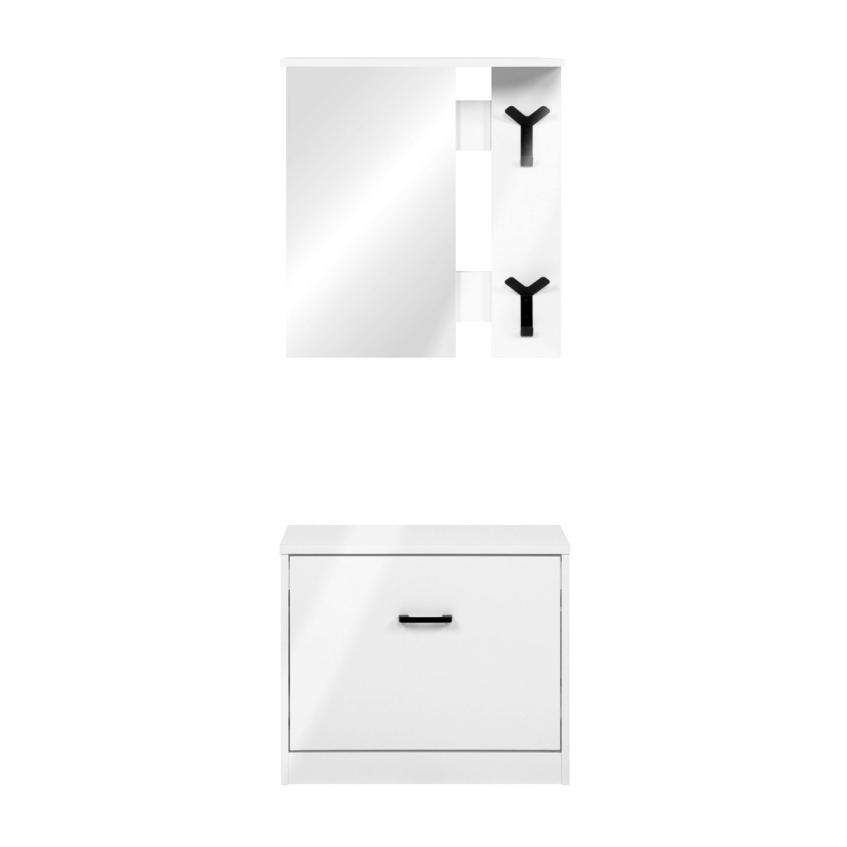Vestiaire d'entrée - meuble à chaussures + miroir ALVA blanc, PIER IMPORT