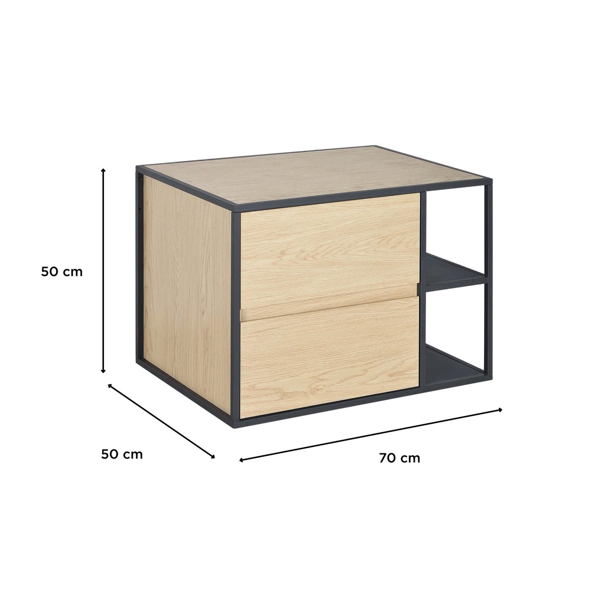 Meuble simple vasque 70 cm EDISSON décor chêne, MOB IN