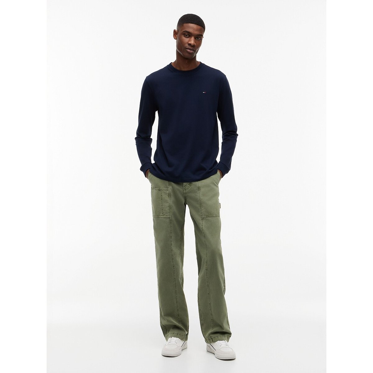 Pack of 2 Long Sleeve Slim Fit T-Shirts ecru + blue, TOMMY JEANS