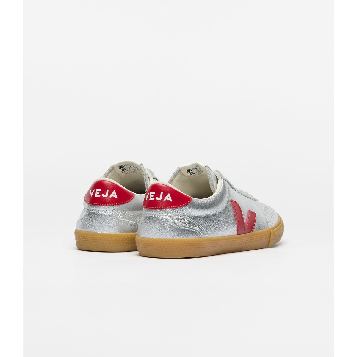 Leren sneakers Volley zilver/rood, VEJA
