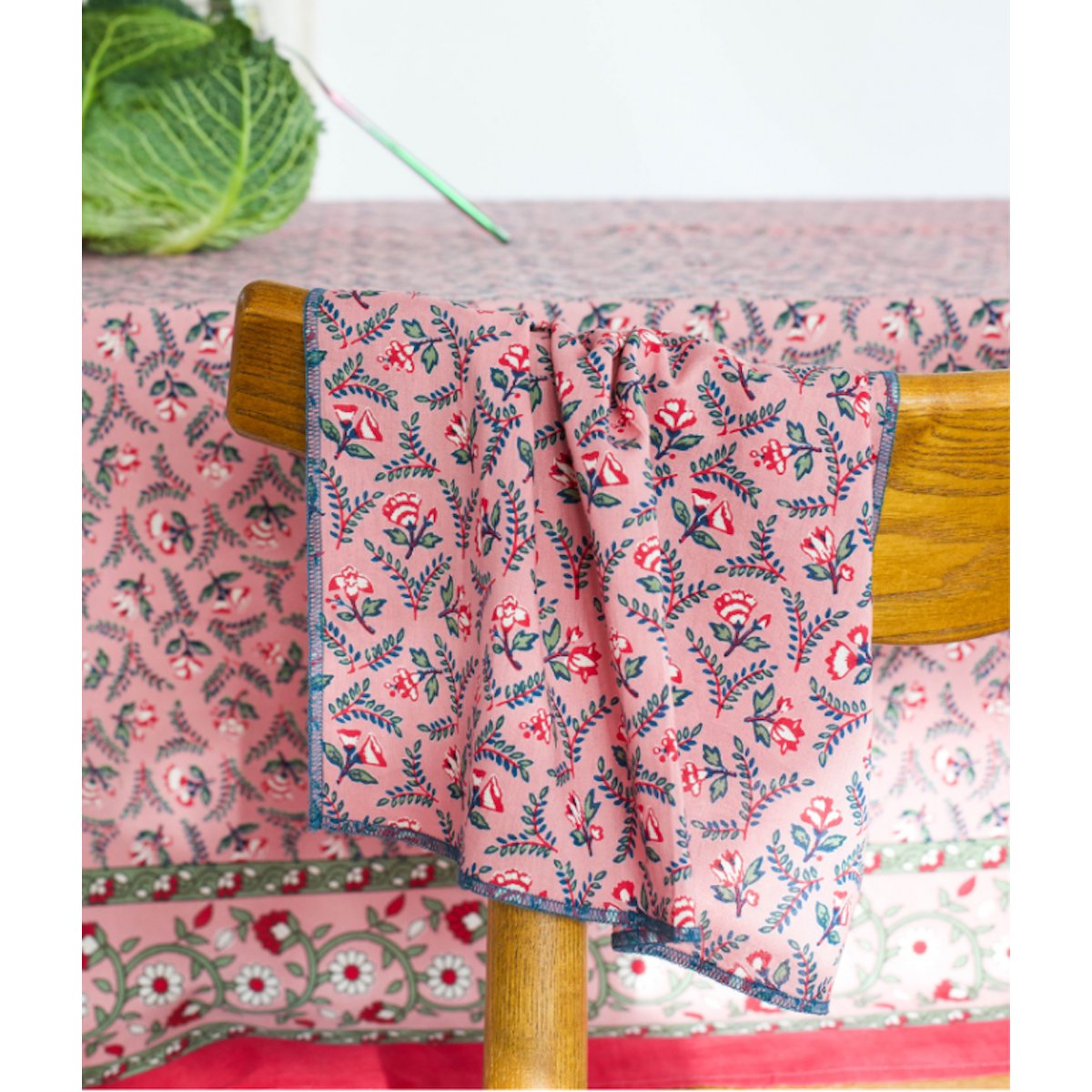 Serviette imprimée FLORA rose framboise, BINDI ATELIER