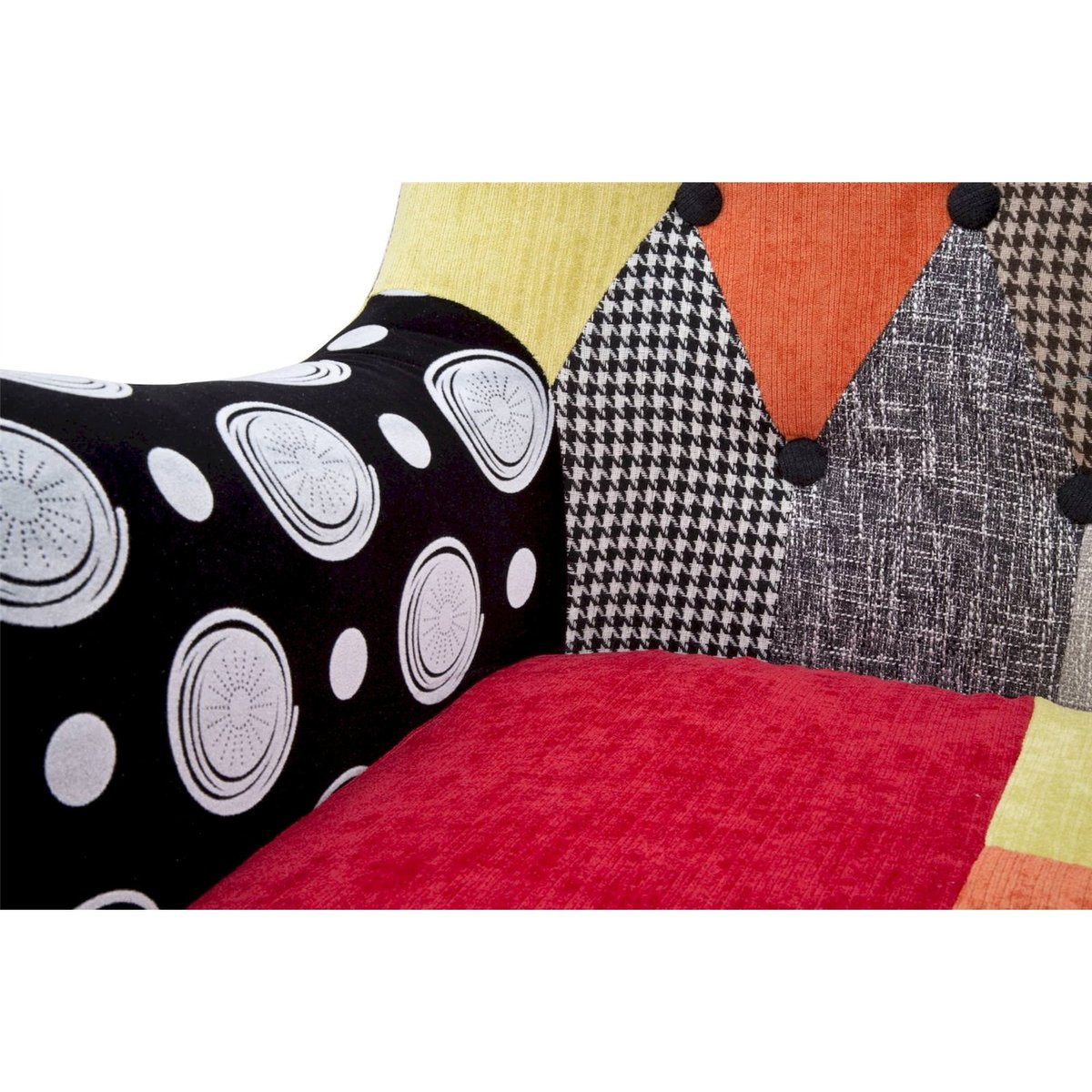 Fauteuil velours patchwork haut dossier INDUSTRIAL patchwork multicolore, RECOLLECTION