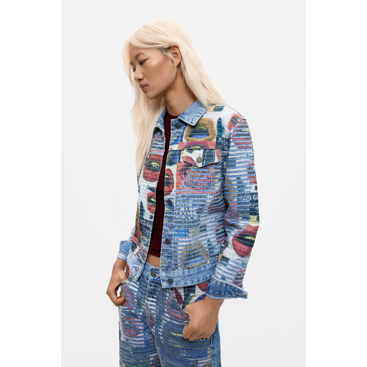 Veste en denim imprimée 100 % coton bleu clair, DESIGUAL