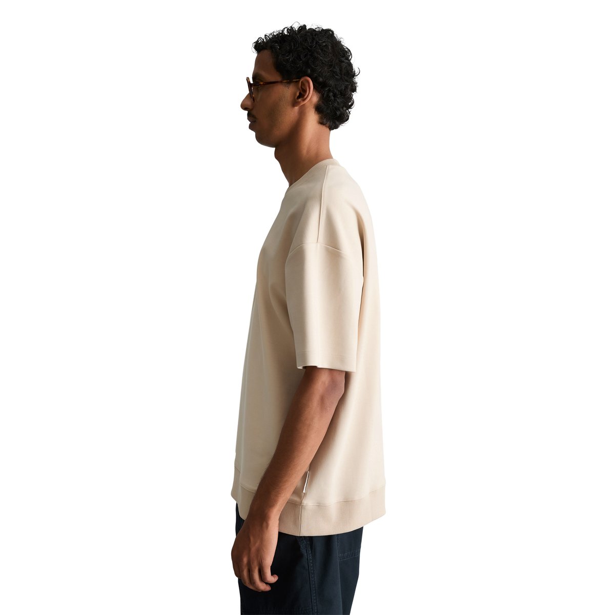 T-shirt ample en jersey interlock épais beige, MARC O’POLO DENIM