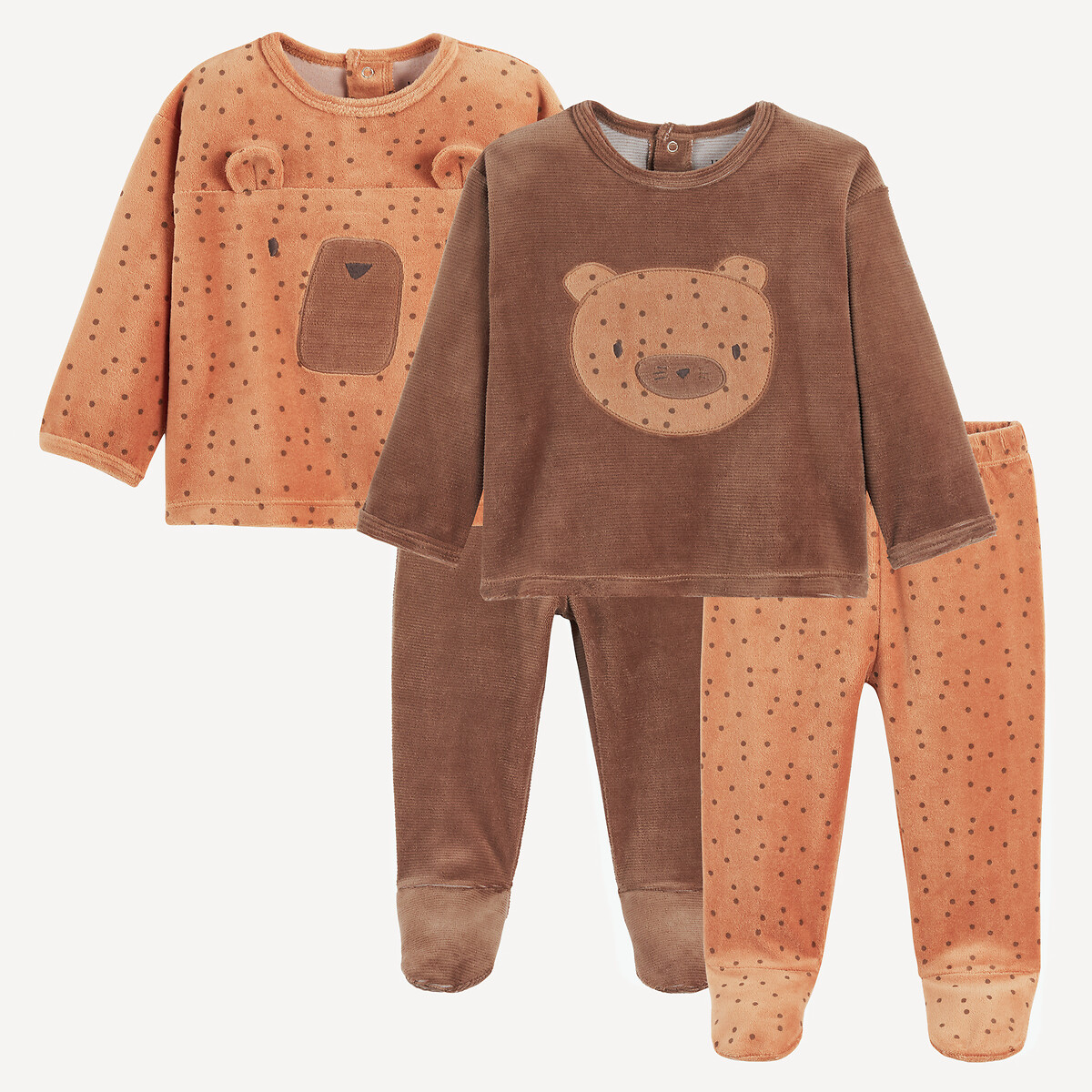 Lot de 2 pyjamas 2 pièces en velours marron, LA REDOUTE COLLECTIONS