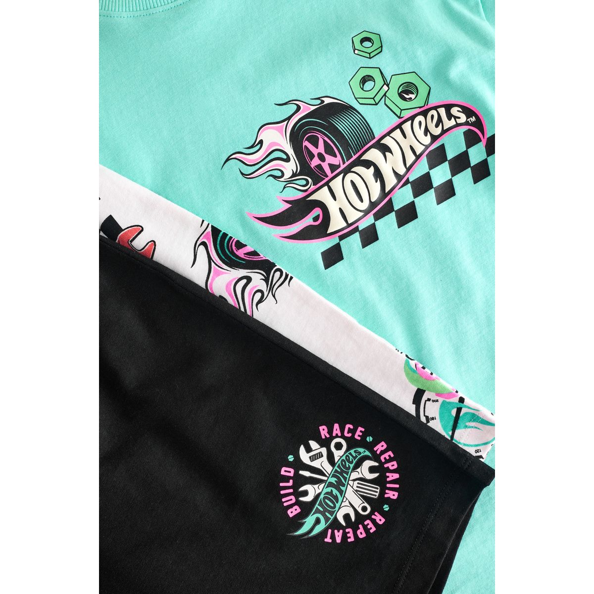 Pyjama court hot wheels, lot de 2 bleu/crème, NEXT