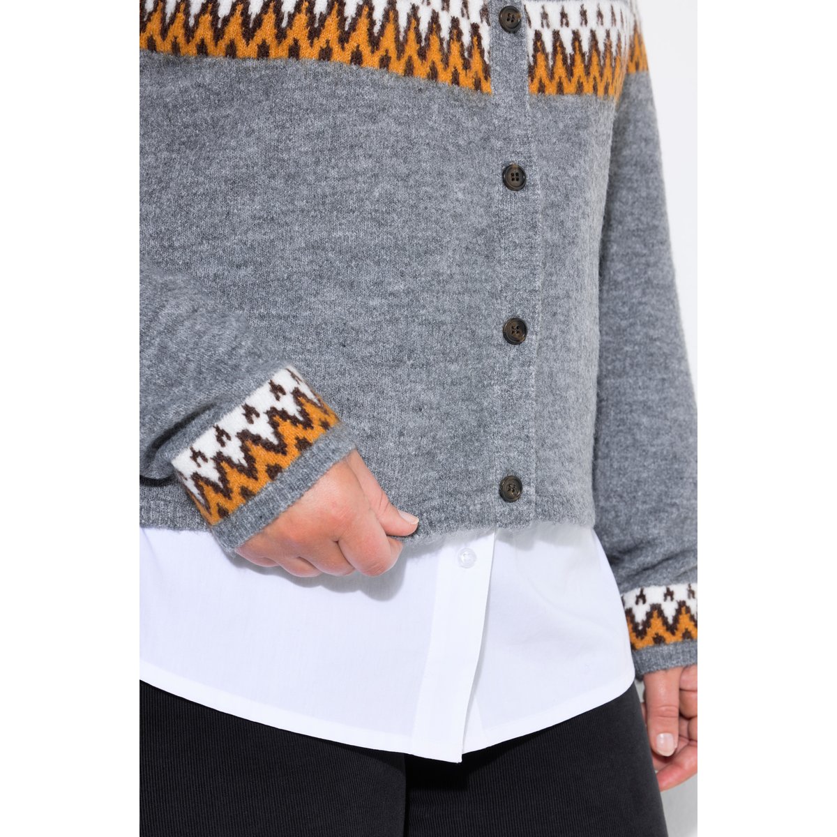 Cardigan norvégien, coupe Slim Fit gris chiné, ULLA POPKEN