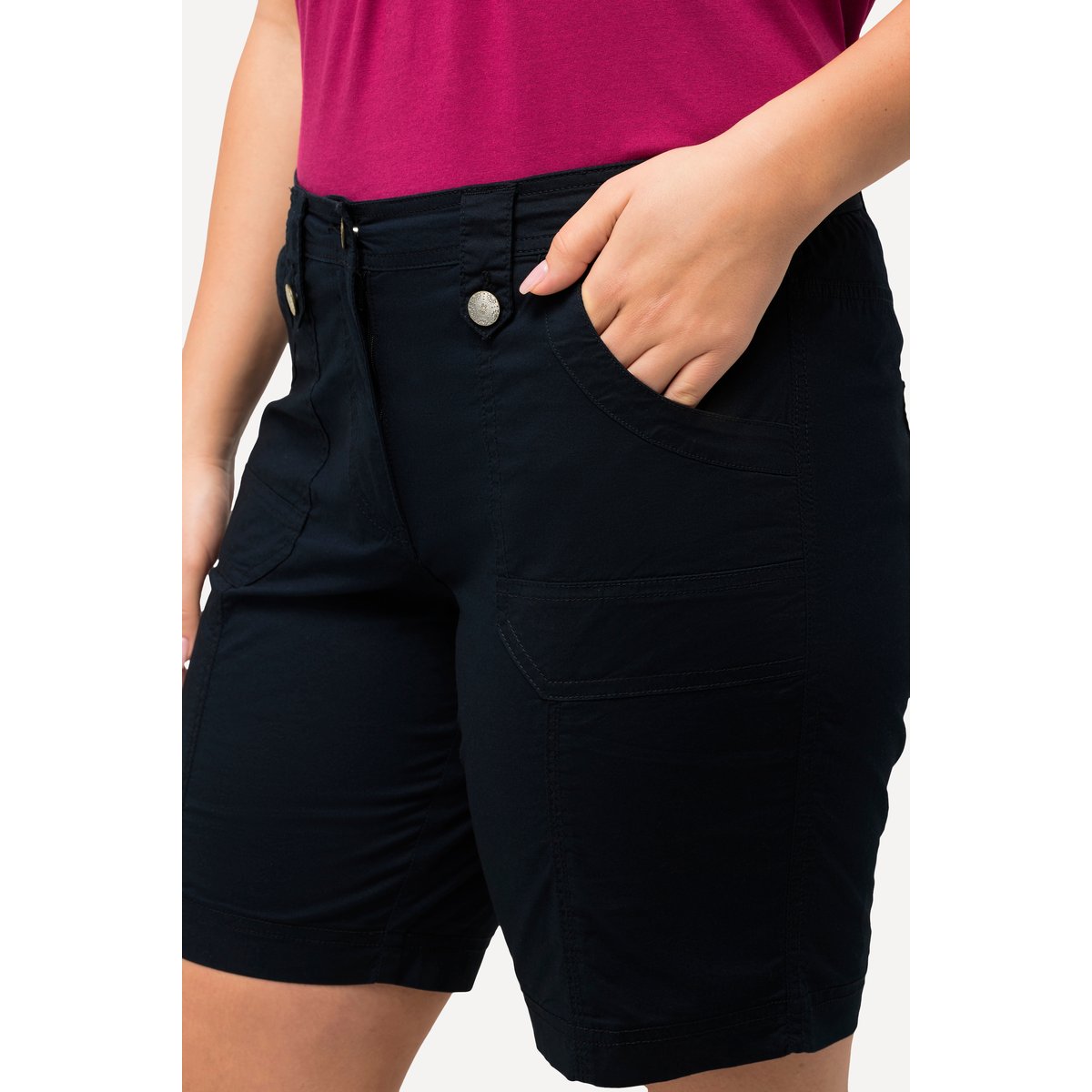 Bermuda cargo 4 poches. Taille confortable marine, ULLA POPKEN