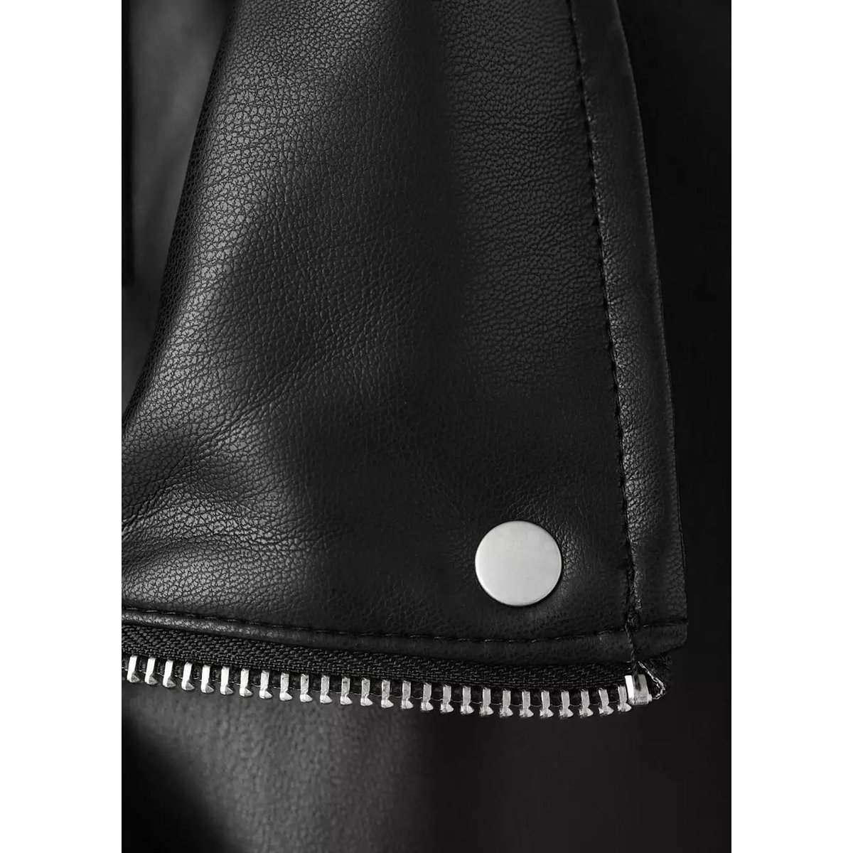 Veste effet cuir fermeture zip noir, MANGO TEEN