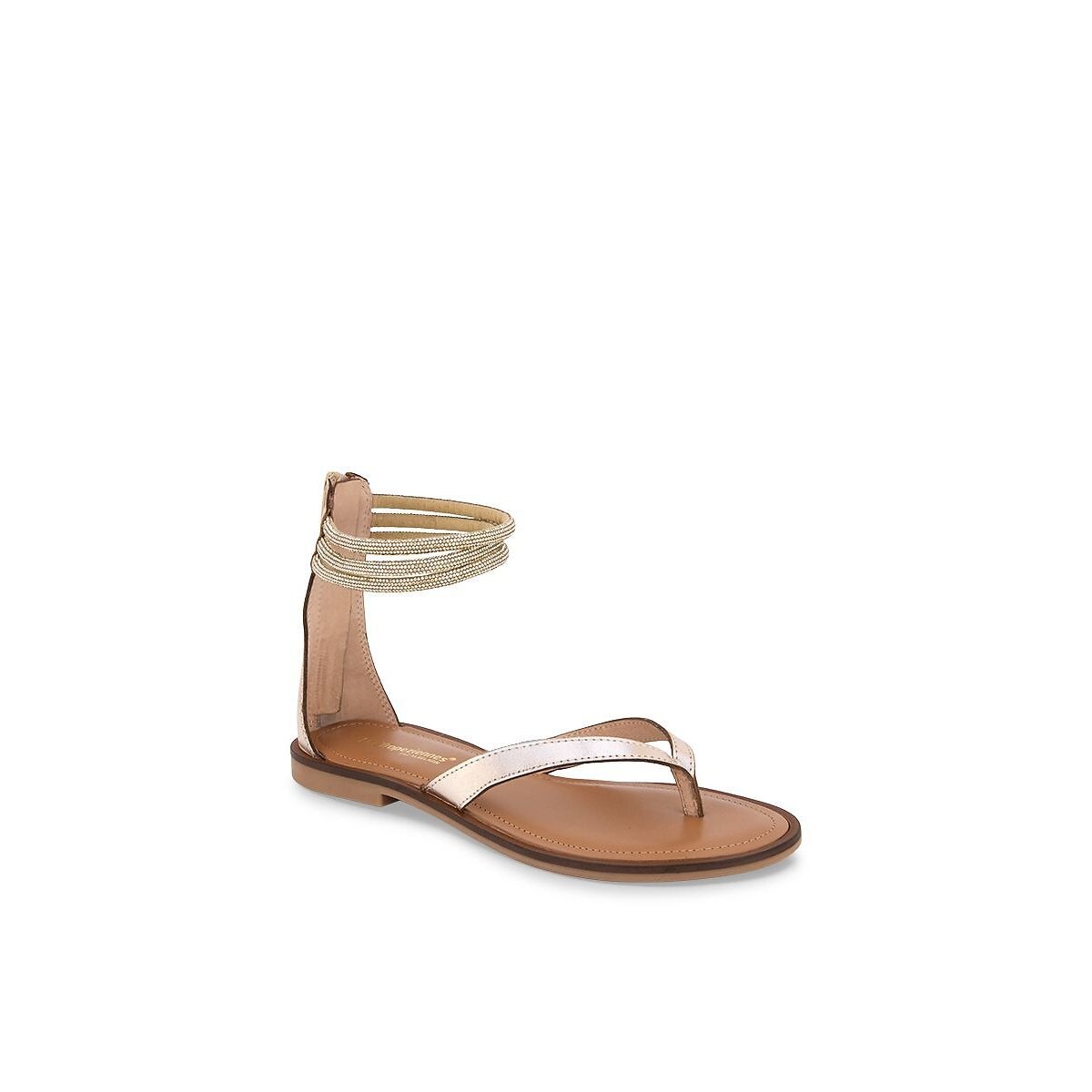 Leren teensandalen met steentjes Hodixy goudkleur, LES TROPEZIENNES PAR M.BELARBI