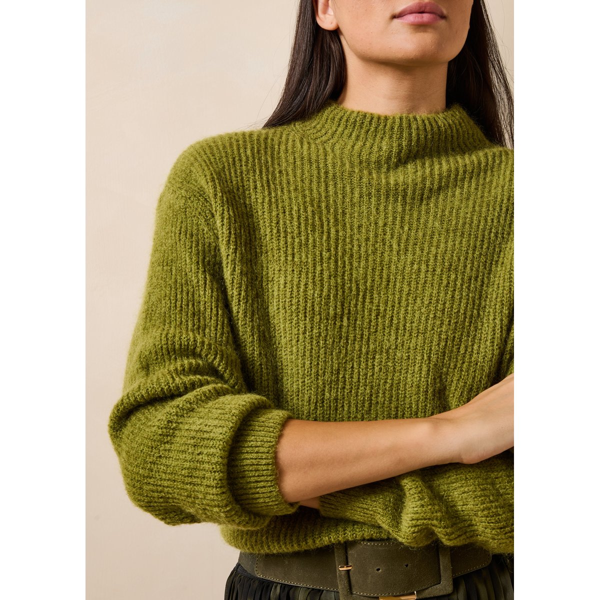Pull ample manches longues col montant ginseng, LA FEE MARABOUTEE