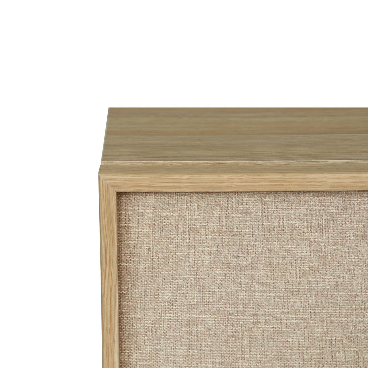 Commode de rangement décor bois et tissu 4 tiroirs KUBA naturel, SWEEEK