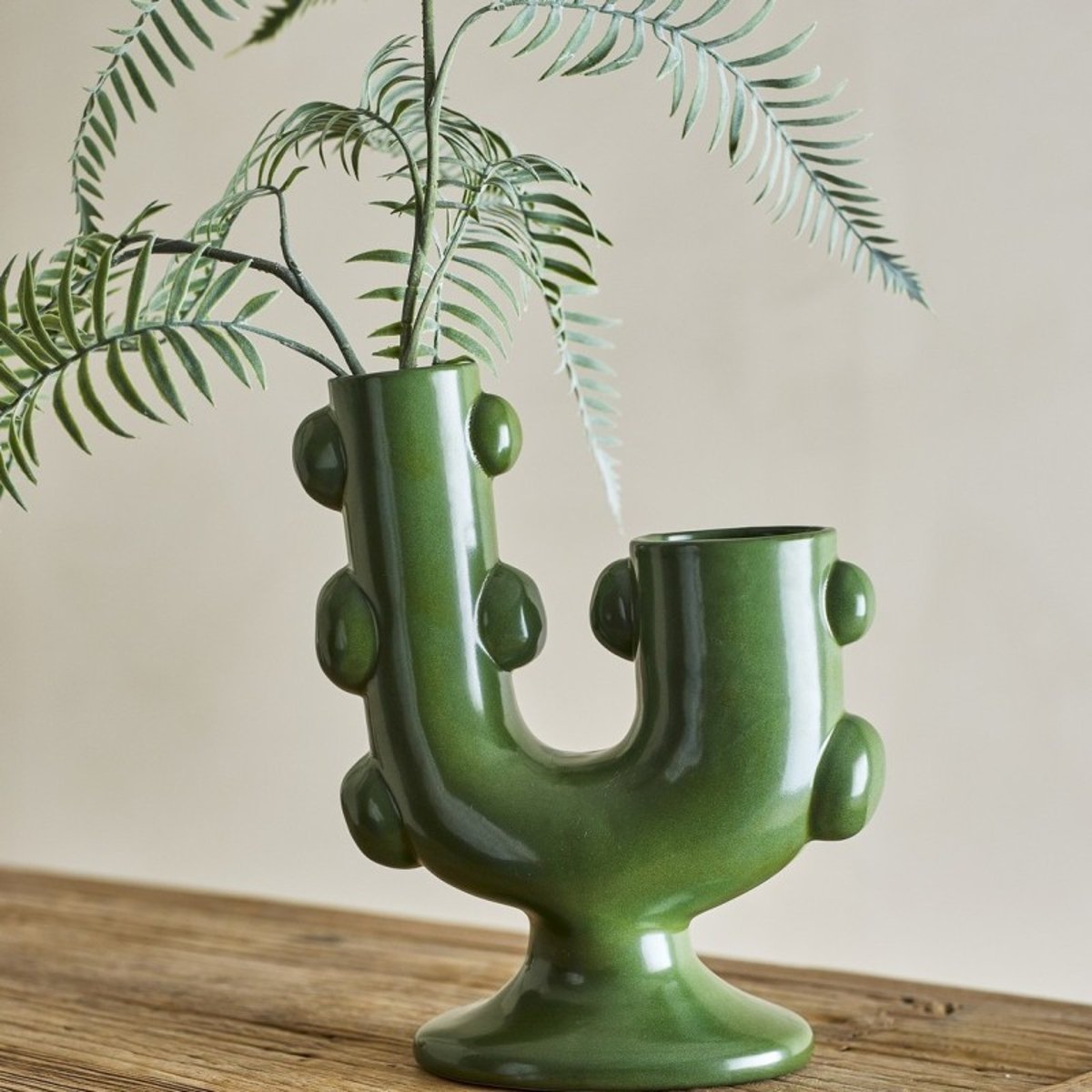 Vase grès sculptural  TANU vert, BLOOMINGVILLE