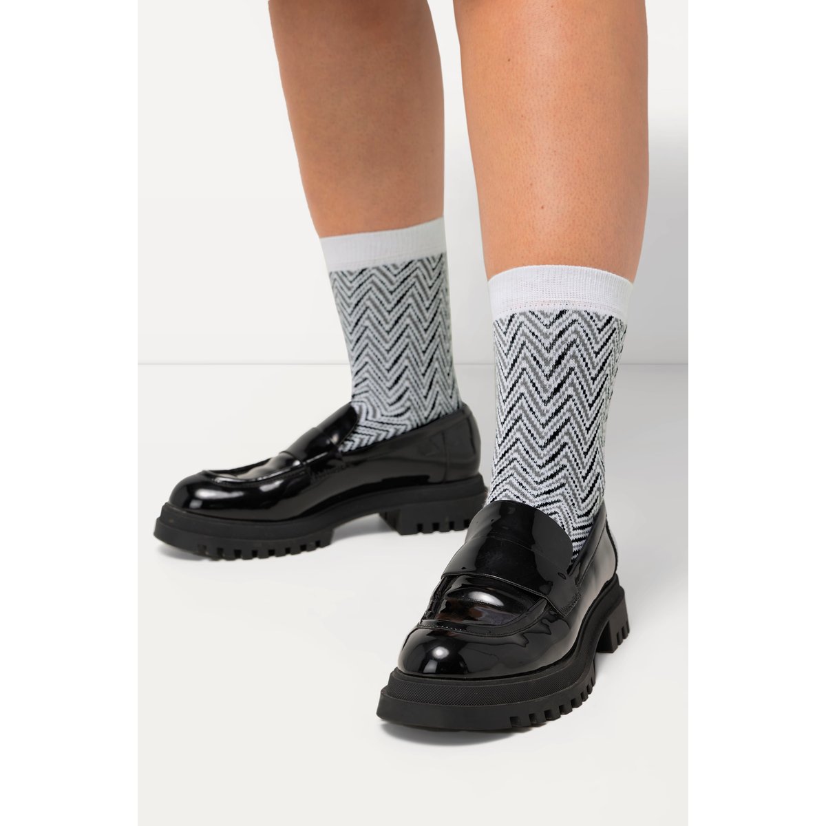 Chaussettes à imprimé zigzag, lot de 2 multicolore, ULLA POPKEN