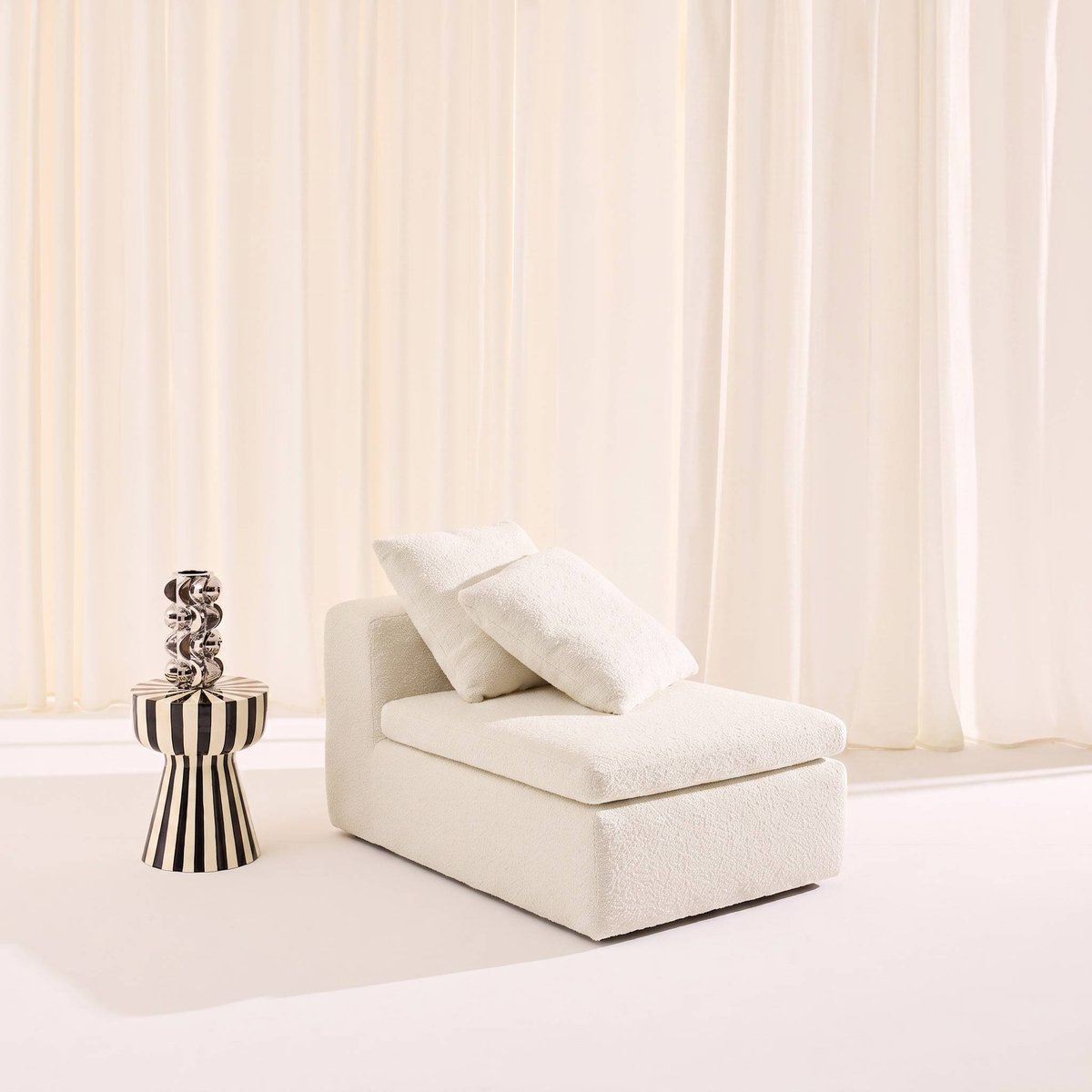 Fauteuil compressé pour canapé modulable tissu chenille 1 place MOVI blanc, SWEEEK