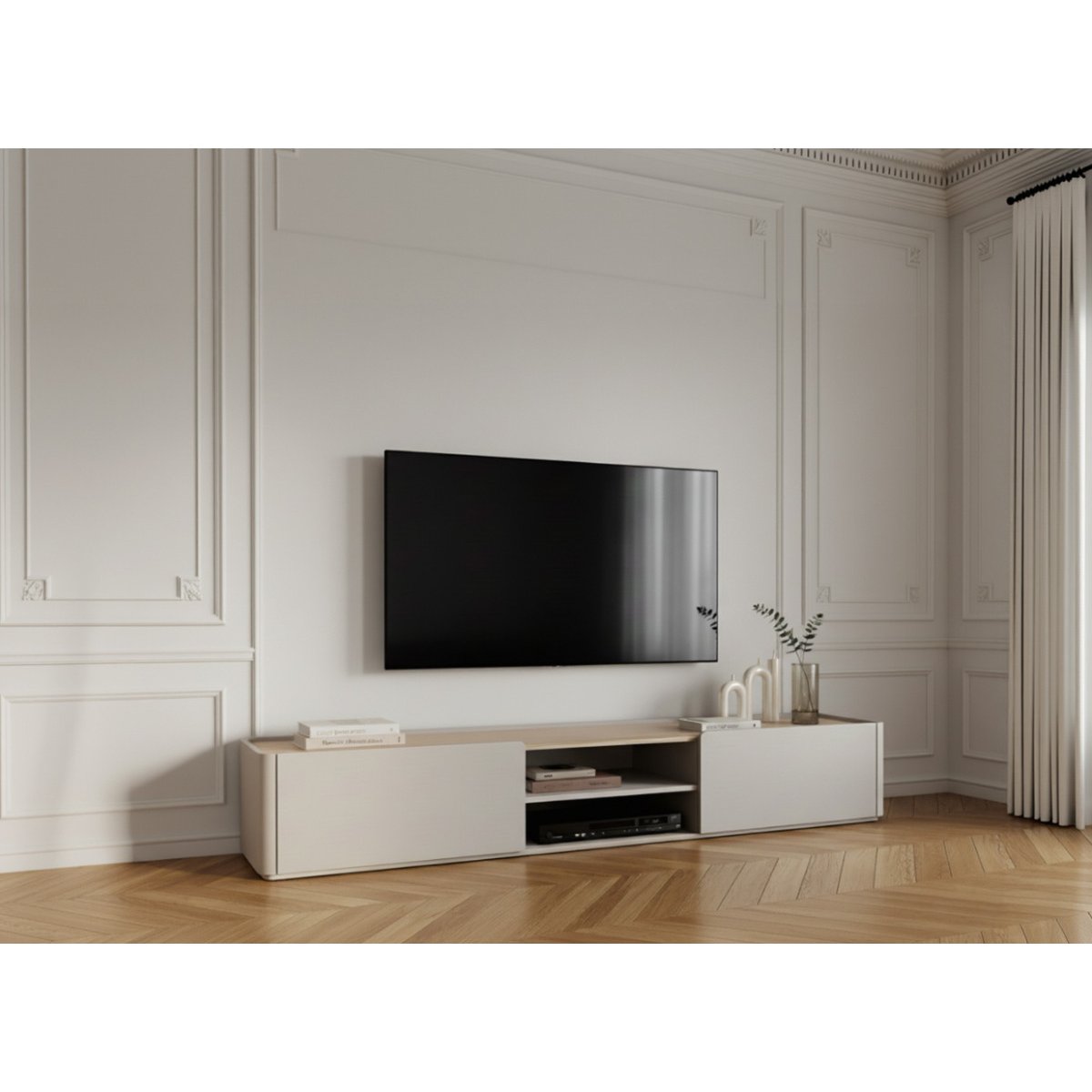 Meuble TV 170 cm , ANYRA beige, BOBOCHIC