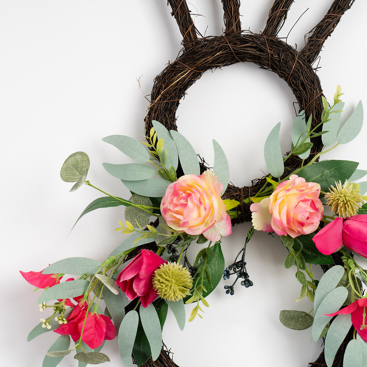 50cm Bougainvillea & Eucalyptus Rabbit Wreath pink, SO'HOME