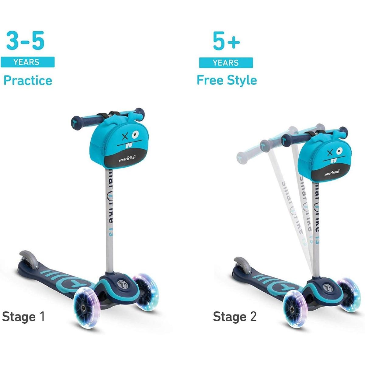 Scooter Smartrike T3 bleu couleur unique, SMARTRIKE
