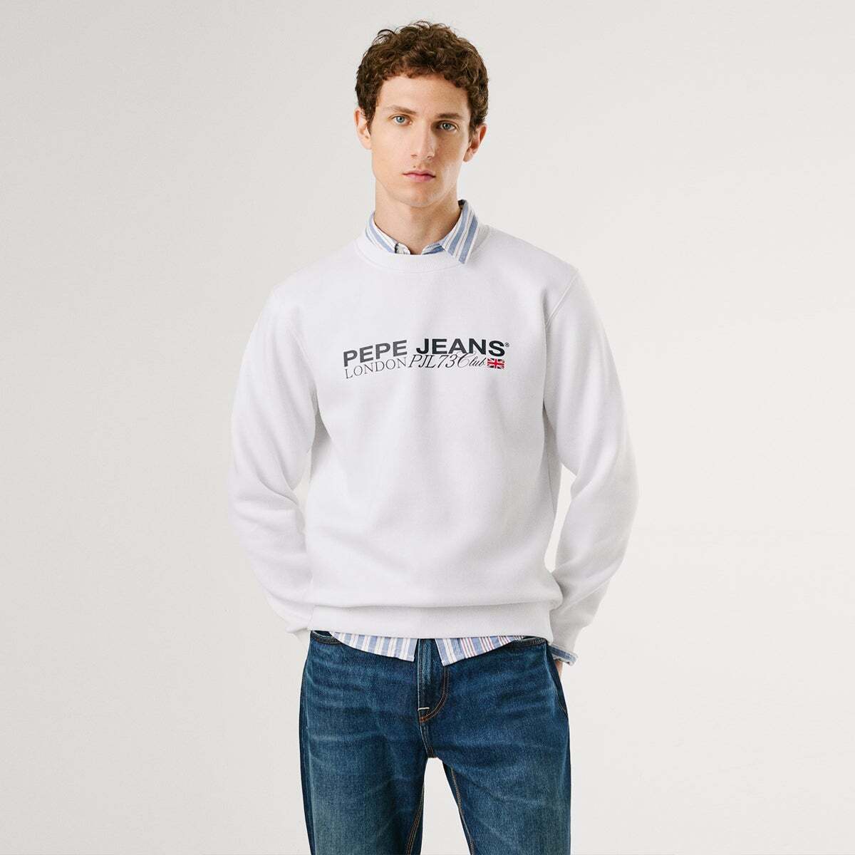 Sweat col rond Matthew blanc, PEPE JEANS