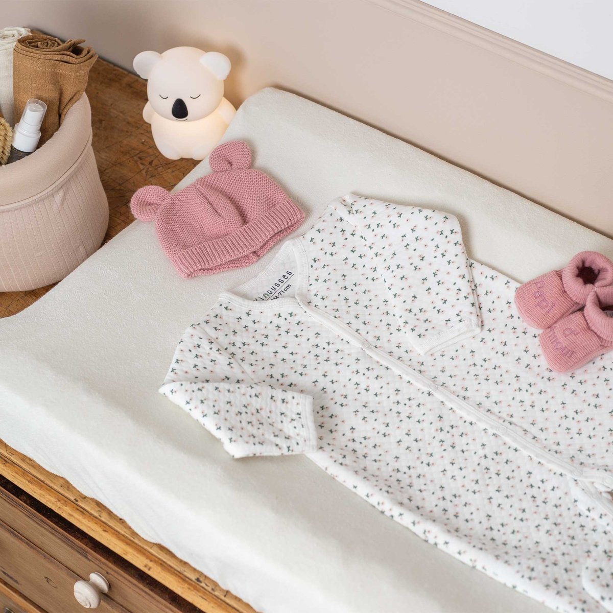 Pyjama bébé matelassé - Petites fleurs blanco, TROIS KILOS SEPT