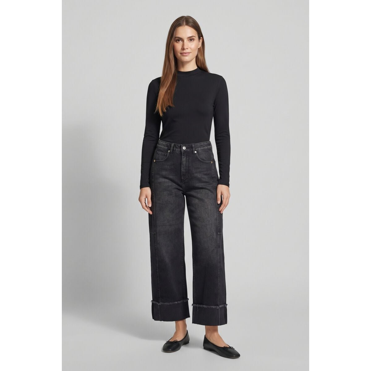 Jeans loose, large LEAL, longueur 34 black / black, LE TEMPS DES CERISES
