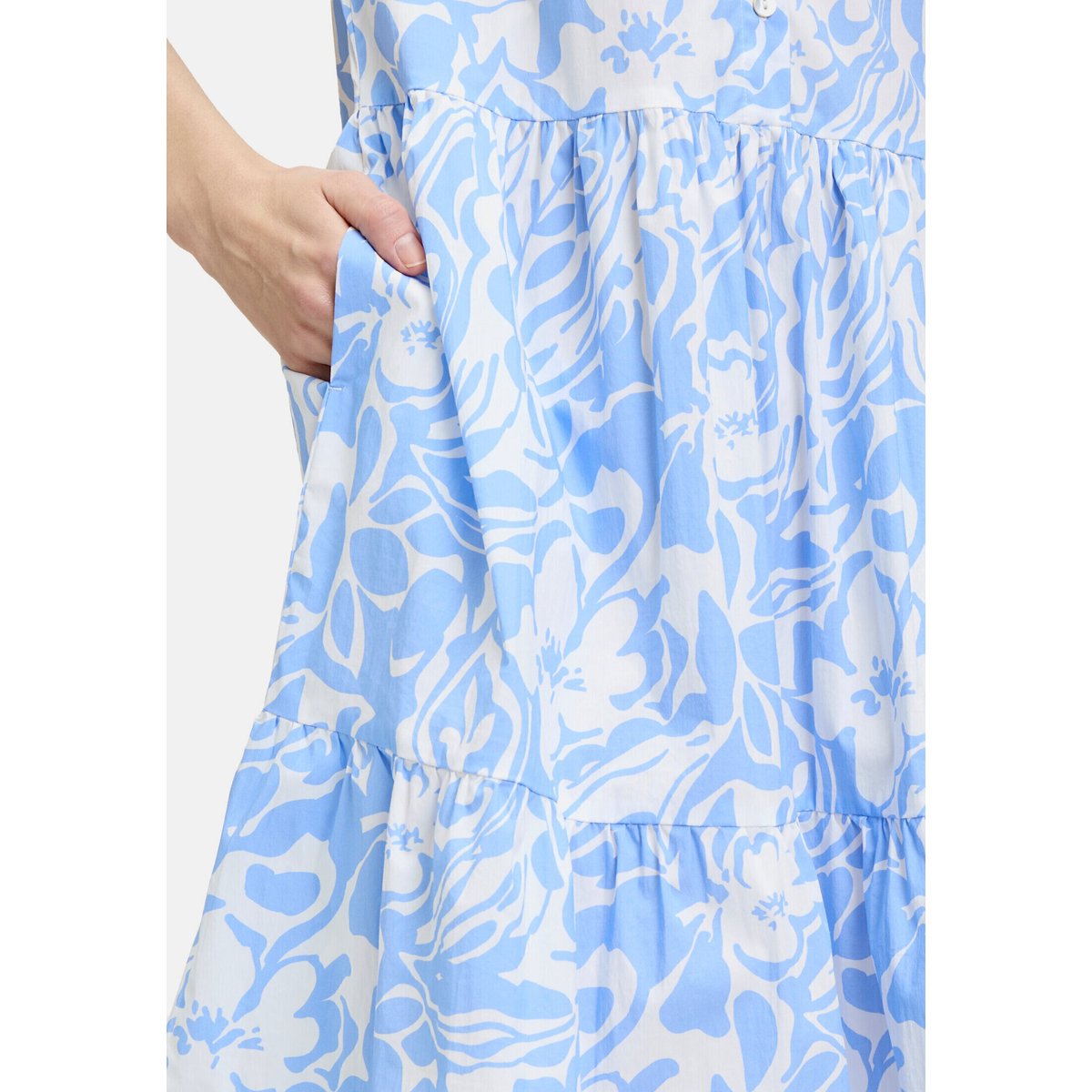 Robe-chemisier à poches blanc/bleu, CARTOON