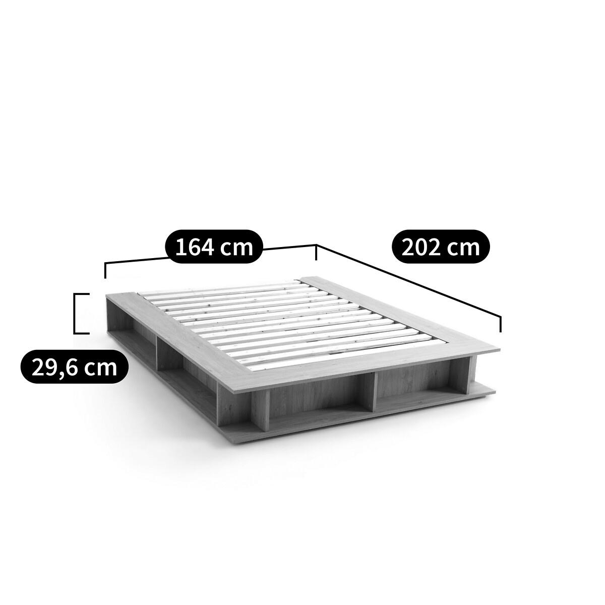 Letto con contenitore, rete semi-sollevabile Presto legno chiaro naturale, LA REDOUTE INTERIEURS