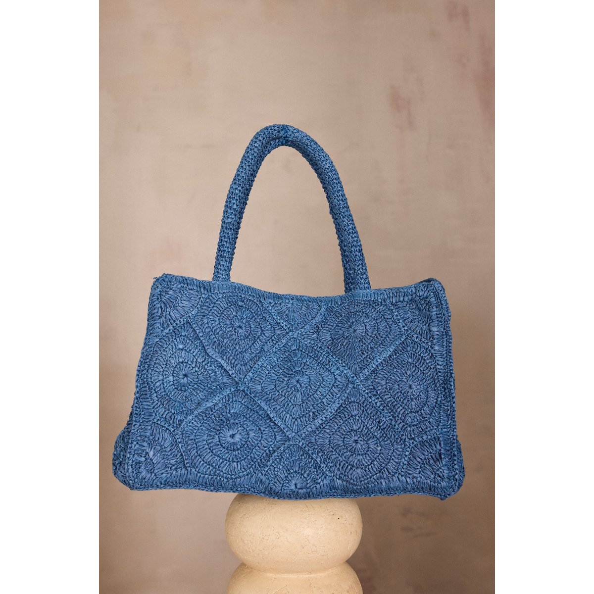 Sac cabas en raphia MARLON bleu, Maison 123