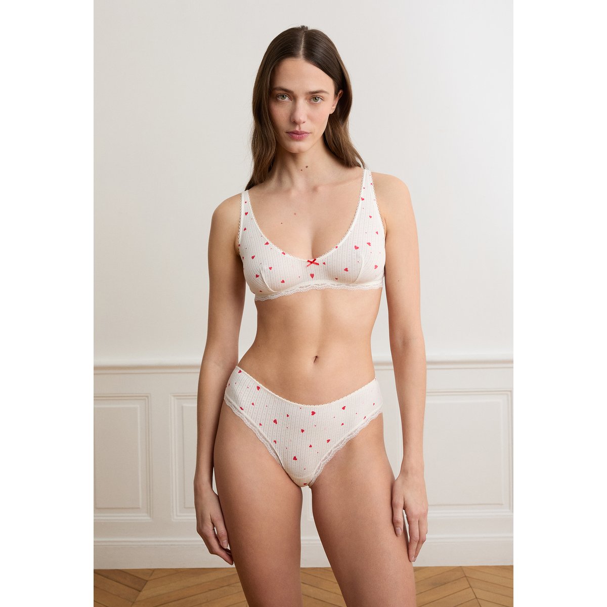 Hipster en pointelle à motifs cœurs VANITY GOURMAN imp fd blanc, ETAM