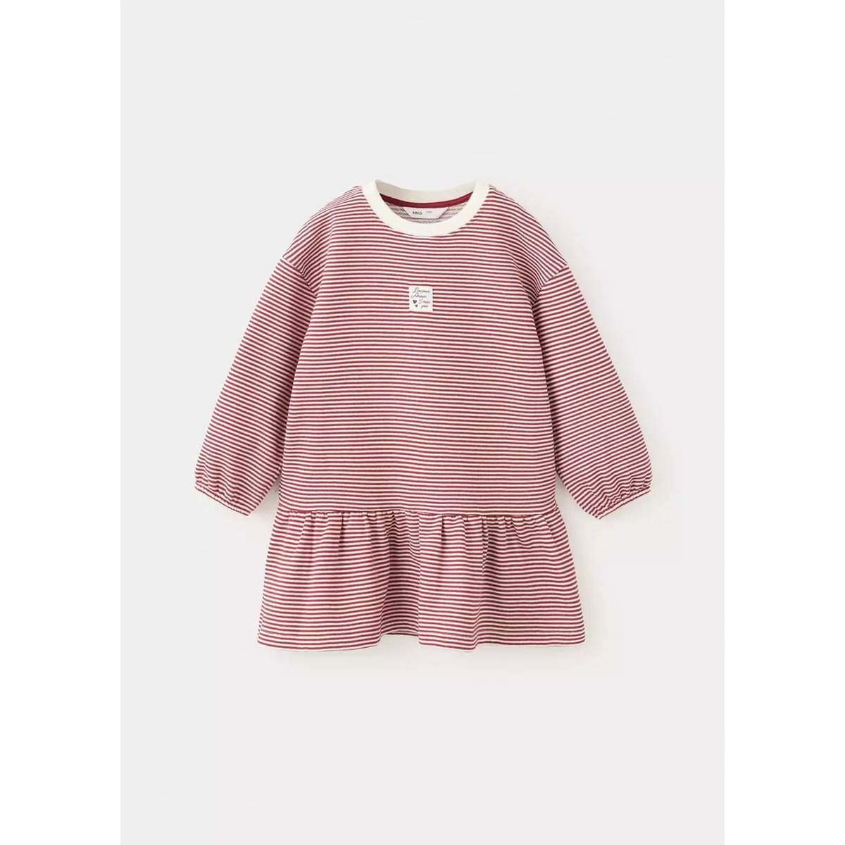 Robe en maille à rayures cerise, MANGO BABY
