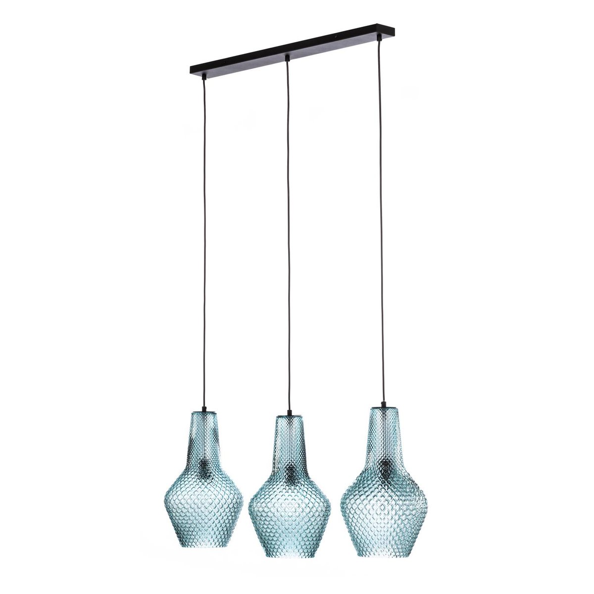 Suspension en verre vintage, Drakar bleu clair, noir, LINDBY