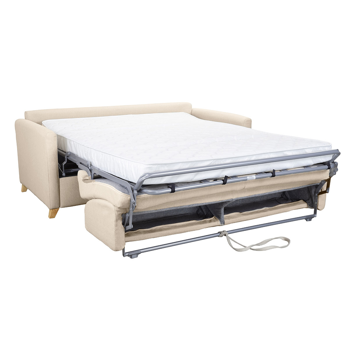 Canapé scandinave convertible 3 places avec matelas 12 cm SKANDY beige, MILIBOO