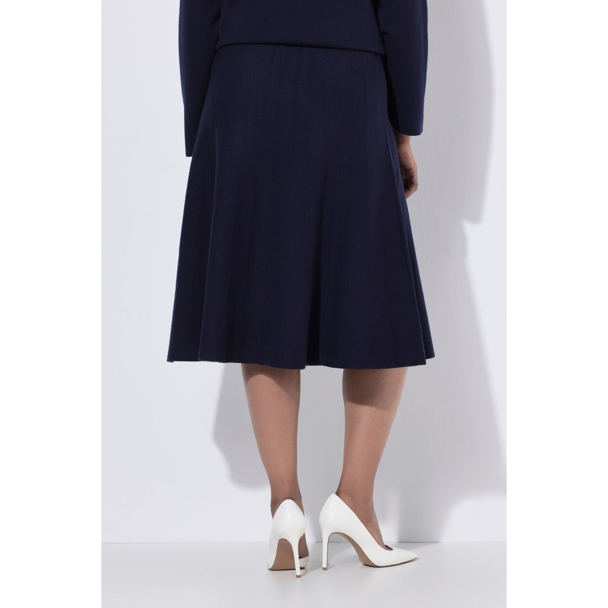 Jupe midi en maille Milano marine foncé, ULLA POPKEN
