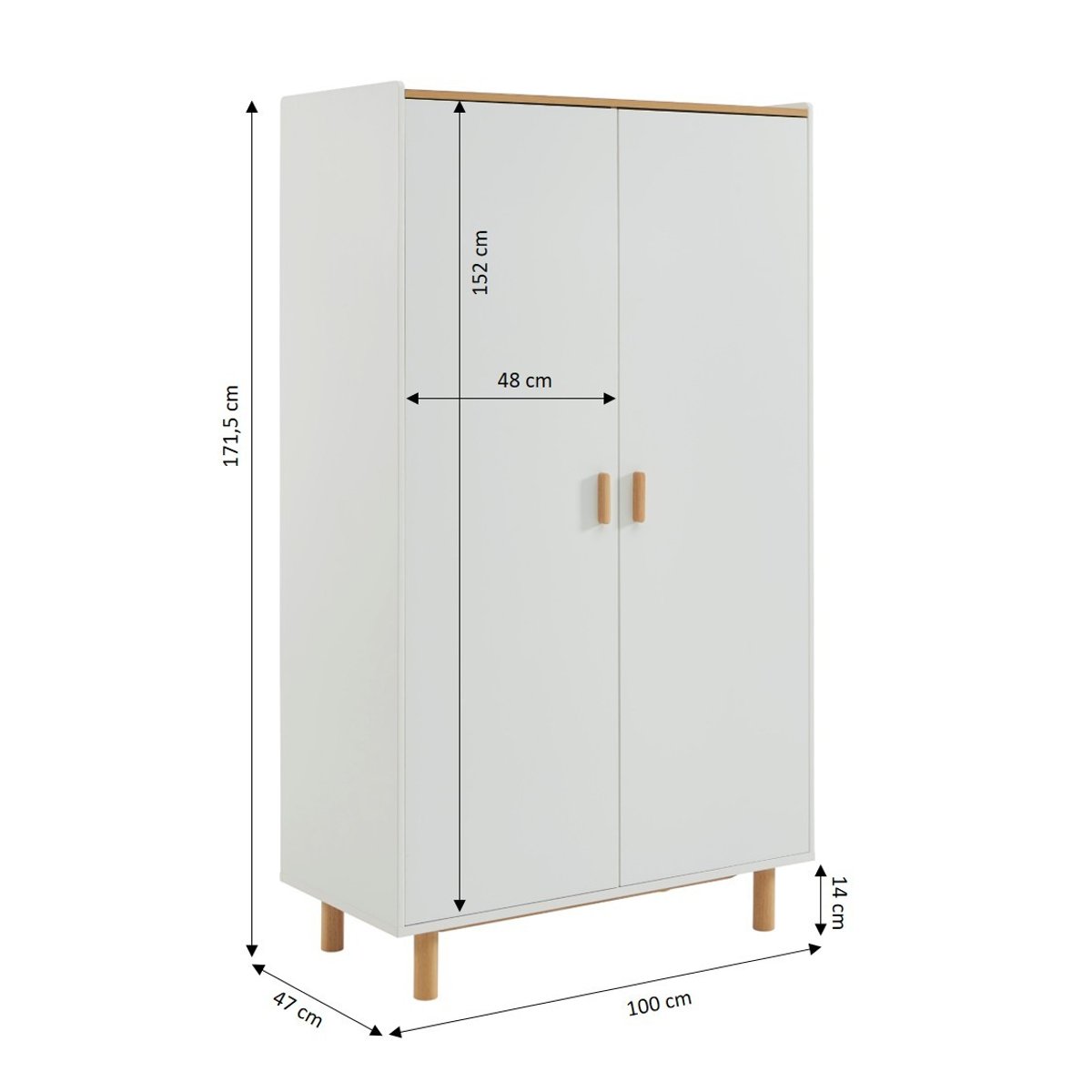 Armoire enfant 2 portes  AURA blanc, BAÏTA
