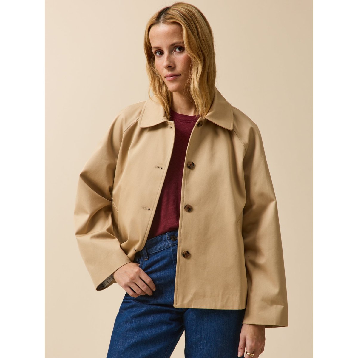 Trench court coton biologique beige clair, CYRILLUS
